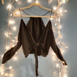 Brandy melville tie front off the shoulder top